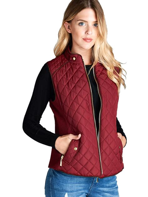 womens lightweight quilted padding zip  jacket vest  size