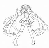 Miku Hatsune Coloring Vocaloid Anime Deviantart Colorear Drawings Para sketch template