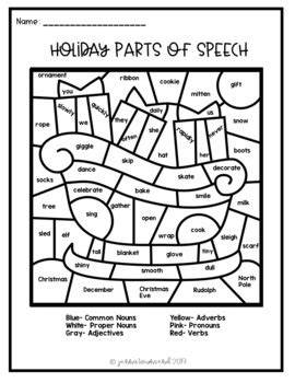 christmas parts  speech coloring  jenna townsend tpt