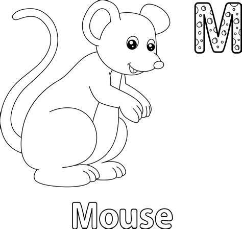 mouse alphabet abc coloring page   vector art  vecteezy
