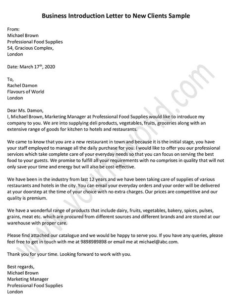 business introduction letter   clients sample introduction