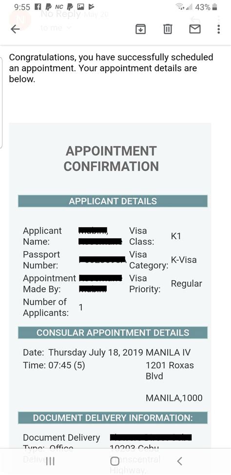 embassy appointment confirmation letter   visa interview
