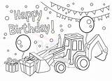 Birthday Happy Coloring Pages Printable Cards Tractor Card Boys Kids Dad Etsy Color Boy Grandpa Print Ausmalbilder Vehicles Adult Name sketch template