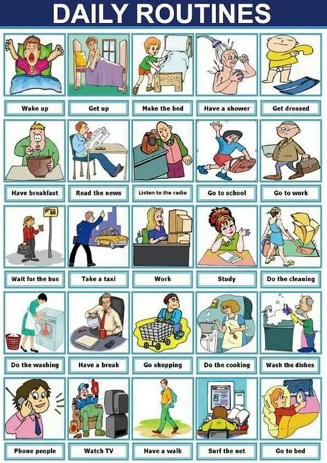 daily routines  household chores vocabulary  english eslbuzz