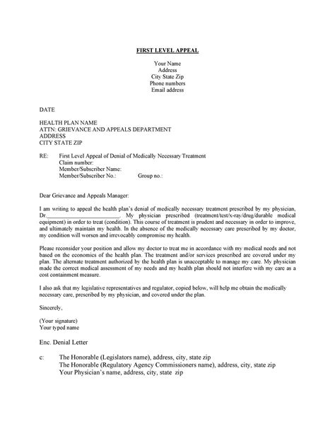 examples  insurance appeal letter financial report