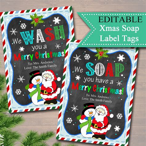 editable christmas soap tags printable holiday soap labels