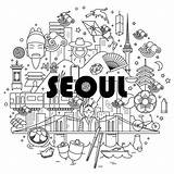 Korean Seoul Korea Illustration Behance Illust Line Doodle Icon City 라인 Traditional 도시 Graphic 일러스트 Map 지도 일러스트레이션 Designs Poster sketch template