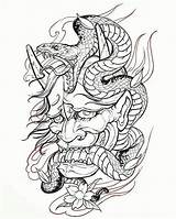 Hannya Snake Japonesa sketch template