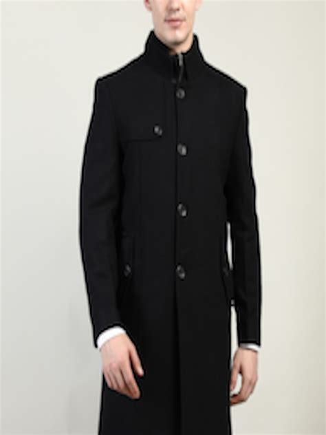 buy lure urban men black solid wool overcoat coats  men