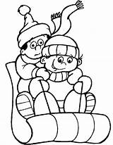 Coloring Winter Pages Kids Invierno Toboggan sketch template