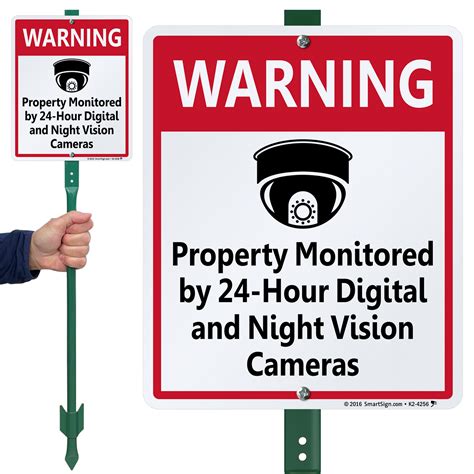 property monitored  night vision cameras sign stake kit sku