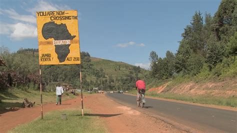 sign marks  equator   kenya africa stock video footage