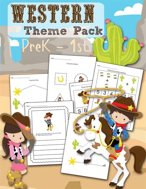 western themed preschool printable worksheet set