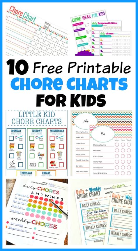 printable chore charts  kids