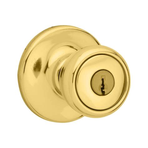 kwikset mobile home tylo polished brass keyed entry door knob   door knobs department