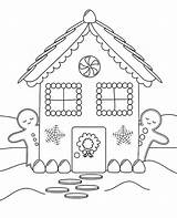 Gingerbread Coloring House Printable Pages Kids sketch template