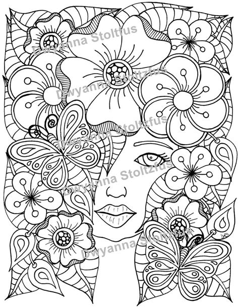 flower girl coloring page jpg etsy decoracion de unas bordado