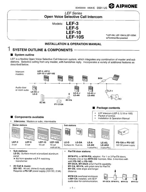 aiphone lef  intercom system installation operation manual manualslib