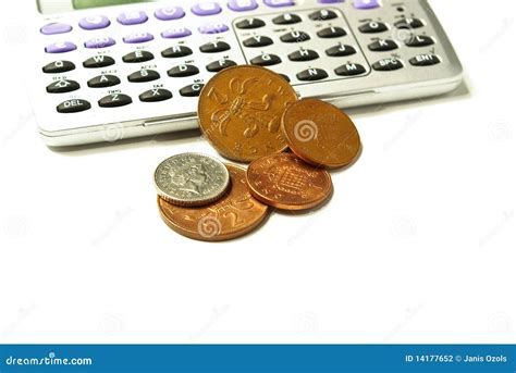 geld en calculator stock foto image  munt crisis
