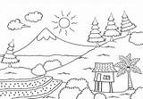 Pemandangan Mewarnai Sawah Bagus Marimewarnai Alam Bunga Pohon Paud Kumpulan Sebarkan Pintarmewarnai sketch template