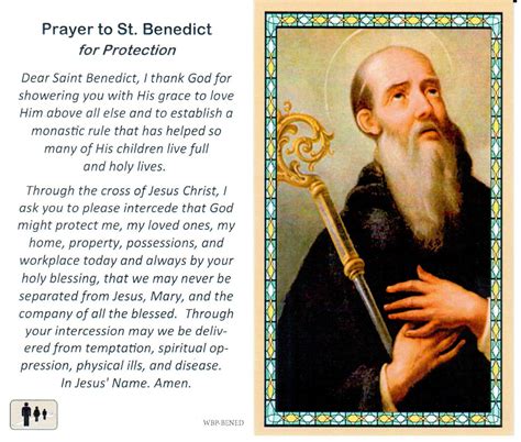 prayer holy card st benedict laminated wbp bened benedict