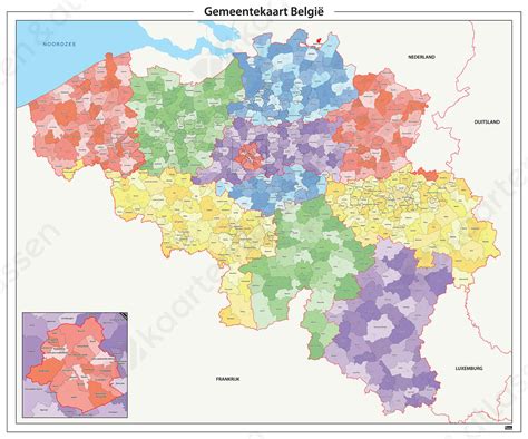 digitale gemeentekaart belgie gekleurd  kaarten en atlassennl