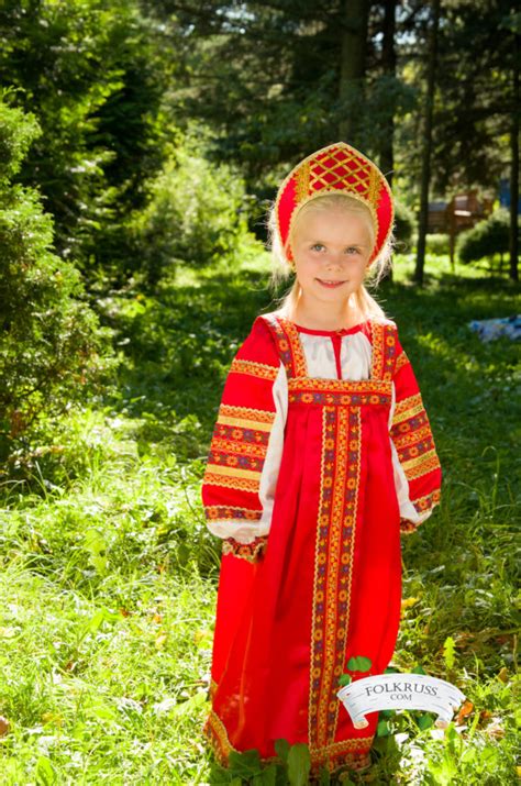 Traditional Russian Silk Dress Vasilisa For Girl Folk Russian