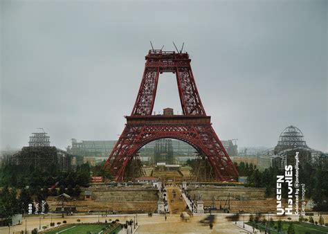 eiffel tower  construction  colorized rpics
