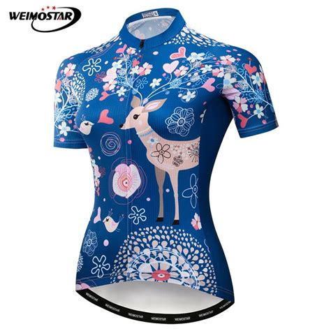 weimostar blauw wielertrui vrouwen mtb bike jersey zomer korte fiets kleding maillot ciclismo