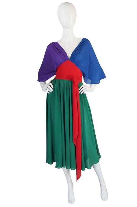 1970s Wrap Color Block Giorgio Sant Angelo Dress
