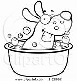 Tub Dog Clipart Cartoon Soaking Outlined Coloring Happy Vector Cory Thoman 2021 sketch template