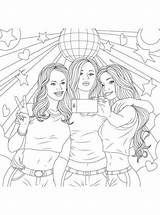 Bff Girls Coloring Pages Kids Colouring Three Vector Beautiful Photographed Cute Phone Friend Fun Friends Girl Vectorstock Adult Personal Create sketch template