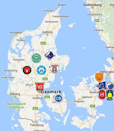 danish superliga map clubs logos sport league maps