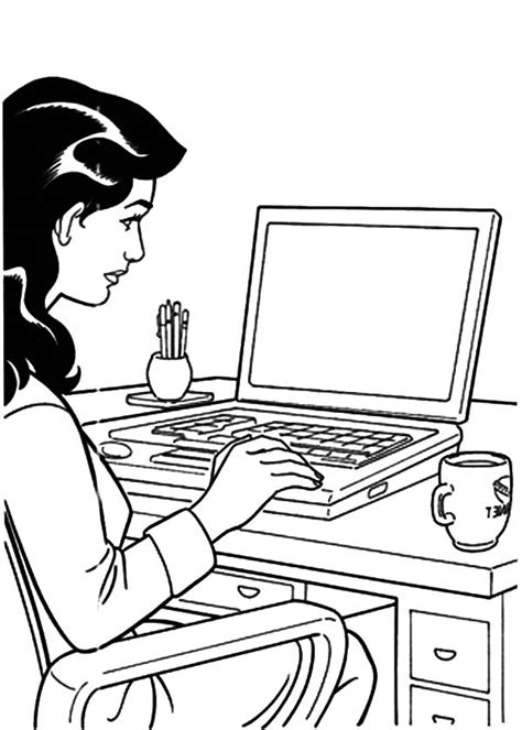 girl  working  business coloring pages  place  color