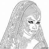 Indian Coloring Zentangle Woman Stylized Pages Tattoo Stock Mandala Adult Wedding Cartoon Vector Women Hindu Illustration Depositphotos Isolated Getcolorings Zen sketch template