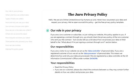 write  readable privacy policy  juro privacy notice explained