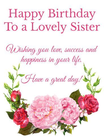 lovely sister happy birthday wishes card birthday pinterest