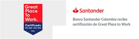 banco santander colombia recibe certificación de great