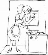 Cooking Coloring Pages Utensils Kitchen Mother Drawing Getcolorings Getdrawings Printable Color sketch template