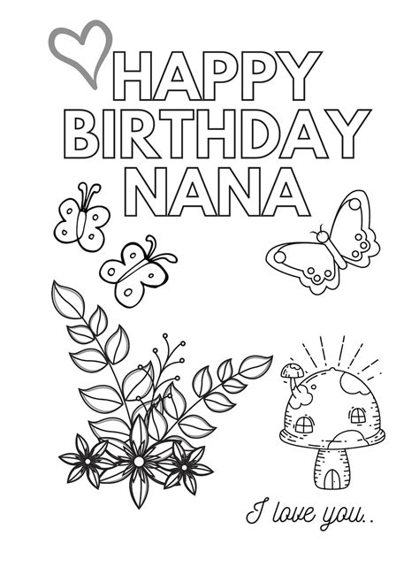 printable colour  happy birthday nana card  size etsy canada
