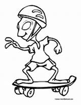 Skateboarding Coloring Skateboard Pages Alien Colormegood Sports sketch template