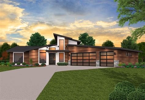 rock star house plan  story exciting modern mcm home design