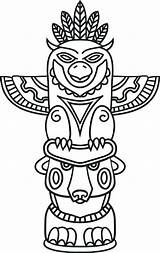 Totem Pole Vector Coloring Tribal Pages Bear African Drawing Poles Doodle Isolated Traditional Background American Template Native Sketch Clip Istockphoto sketch template