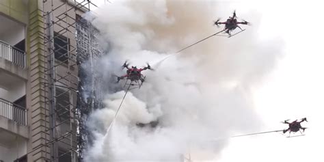 firefighting drones extinguish  story blaze  china dronedj