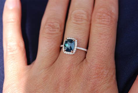 Peacock Sapphire Engagement Ring 1 6ct Cushion Cut Blue Green Etsy