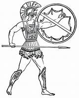Greek Ancient Warrior Coloring Spartan Drawing Clipart Pages Warriors Greece Odysseus Cartoon Vase Clip Cliparts Perseus Soldier Achilles Easy Armies sketch template