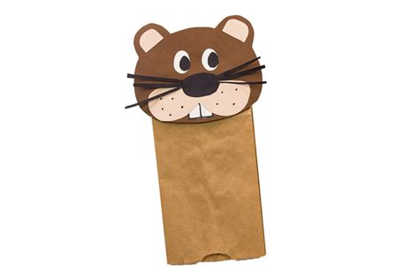 beaver paper sack puppet easy crafts  kids moose mischief