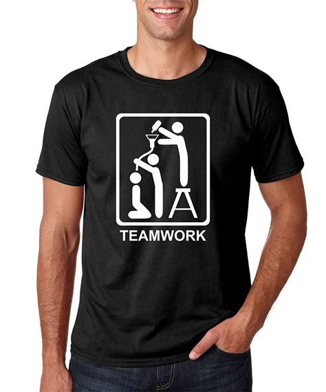 Printed T Shirts Crazy Bros Tees Mens Teamwork Funny Drinking Premium