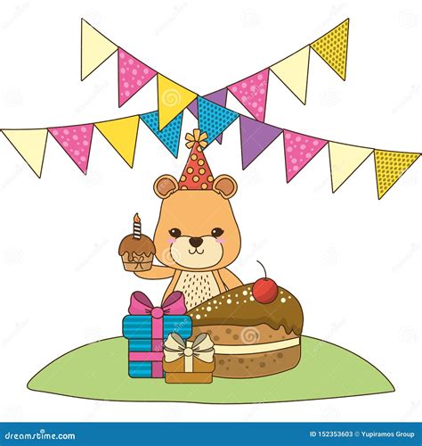 lioness cartoon  happy birthday icon design stock vector