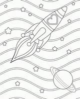 Rocket Coloring Ship Pages Printable Rocketship Kids Sheets Colouring Valentine Friendship Circle Tags Space Cp Print Template Embroidery Book Paste sketch template